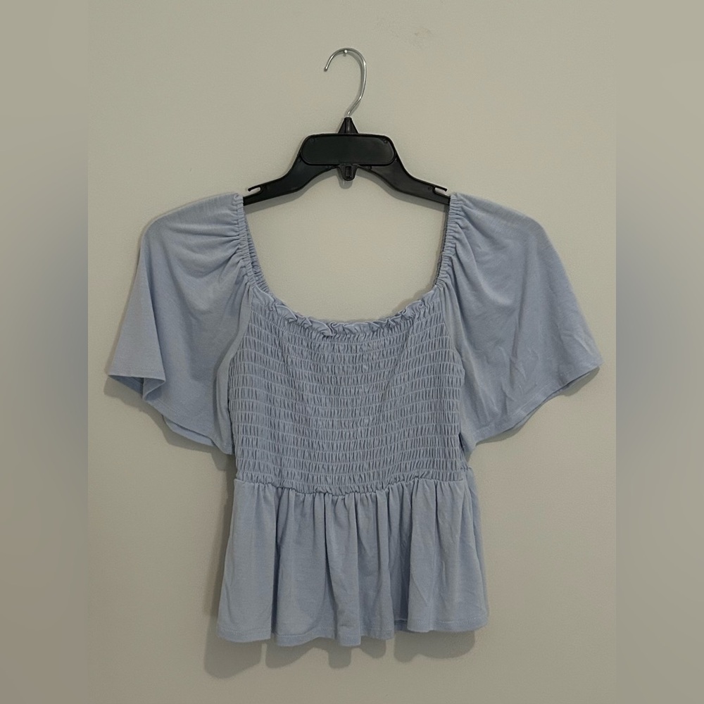 Light Blue Smocked Top